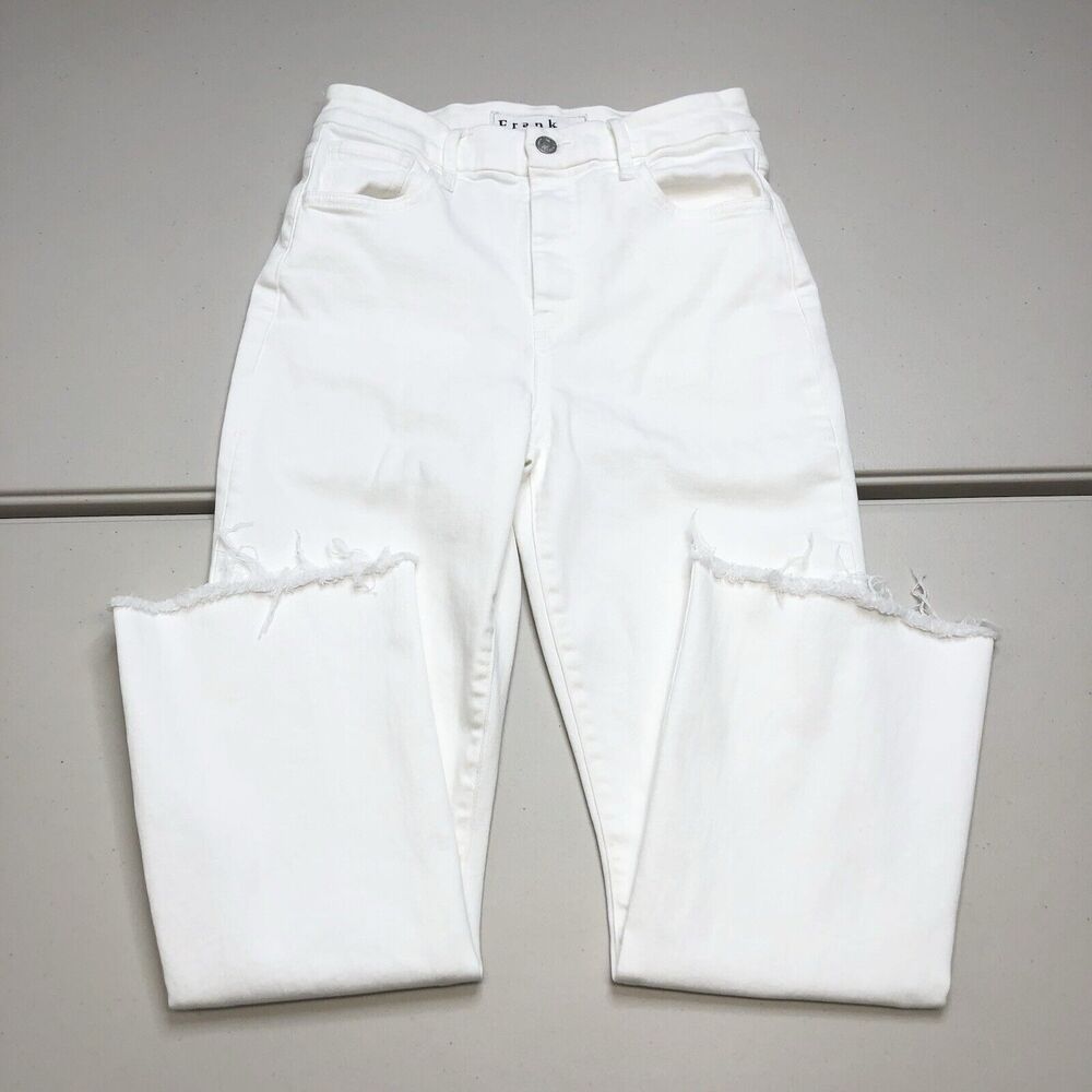 Frank and Eileen Women’s Killia Pants Size 28 Cropped Flare Hight Rise White
